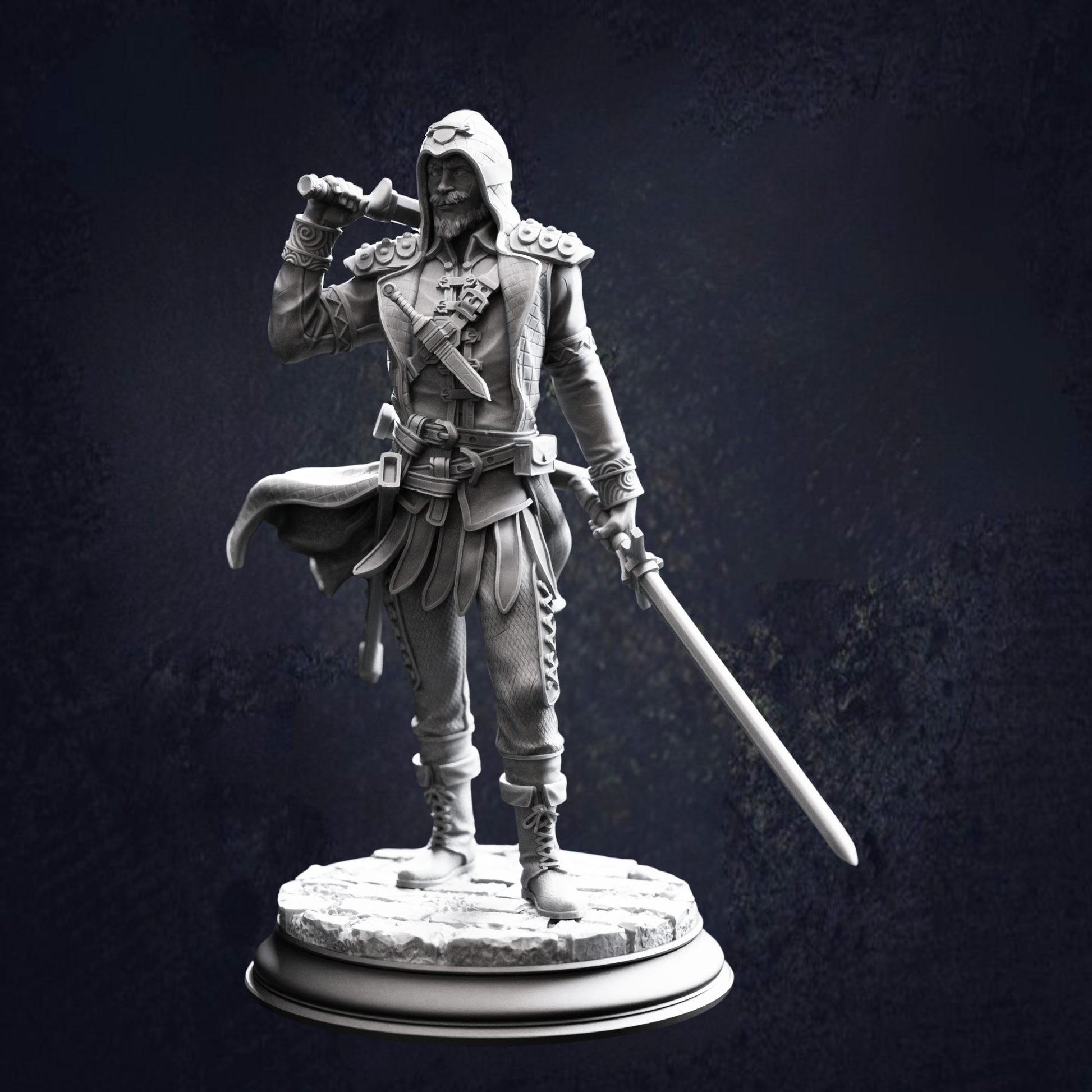 Male Human Duelist Bandit. Ideal as a Fighter or Rogue also. 