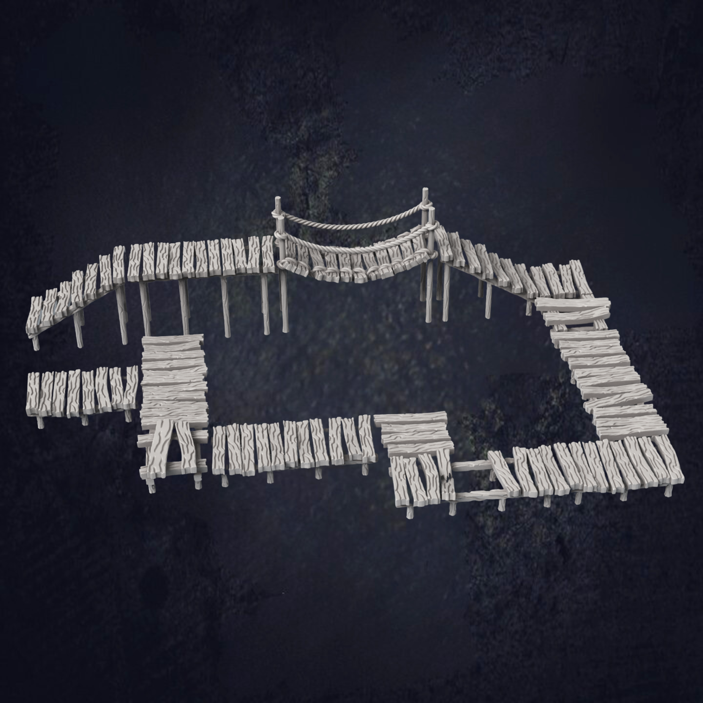 Swamp walkways, with different designs, including verticality playability along with some missing planks. Wide range of variation to design your own layout