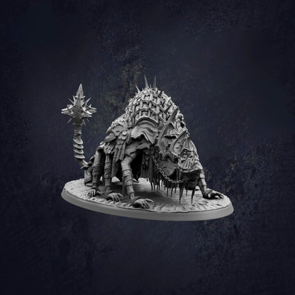 A detailed 3D model of a fantastical creature, possibly a dragon or serpent, with intricate textures and spikes, set against a dark background.
