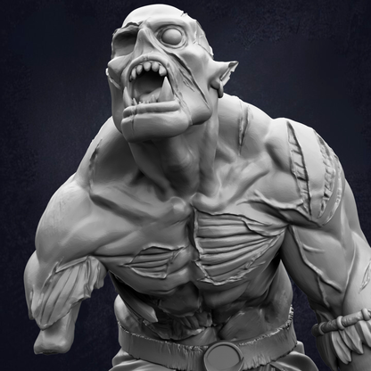 A detailed, realistic 3D rendering of a menacing, skeletal-looking creature with sharp teeth and an intense expression, set against a dark background.