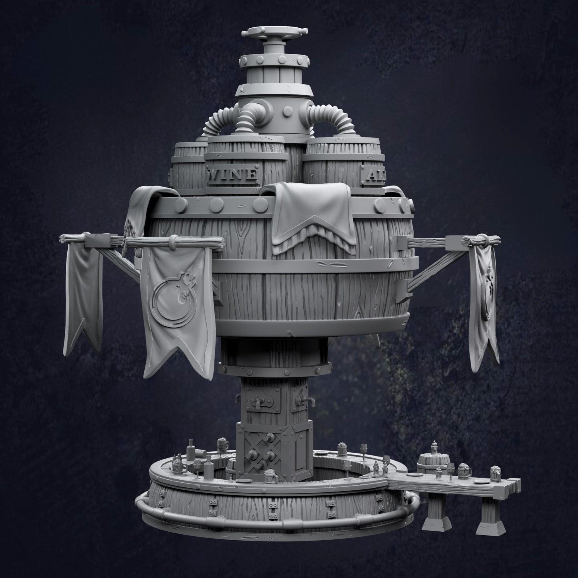 A large Adventurer’s Guild Bar RPG terrain ideal for D&D and tabletop games. Suitable for guild hall terrain, dnd tavern, bustling inn or adventurer headquarters.