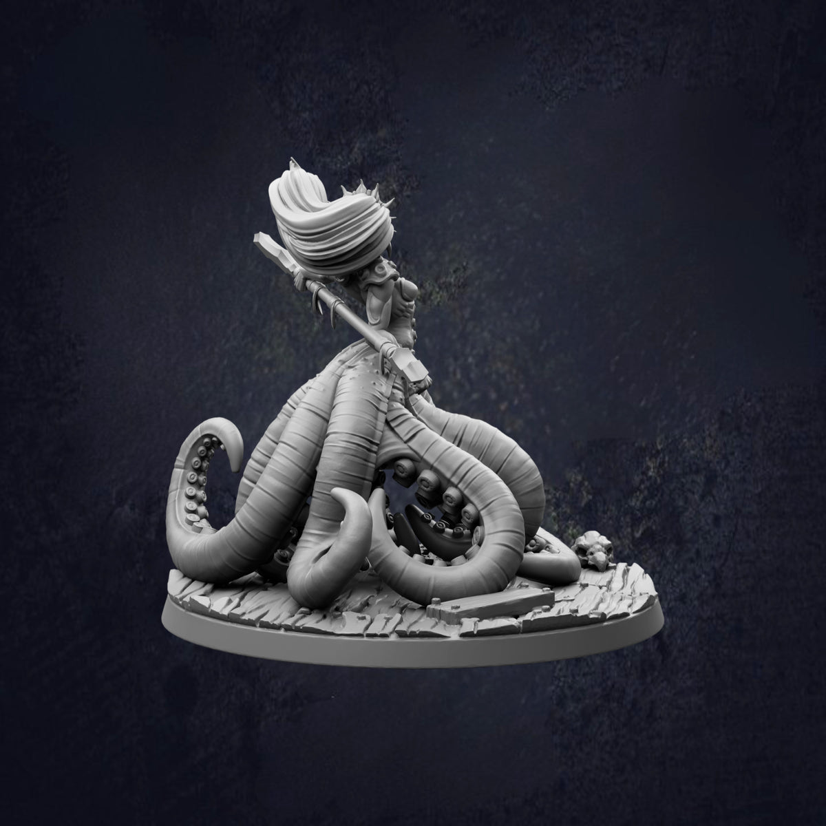 A detailed 3D model of a fantastical creature, resembling a mythical sea monster or octopus, with intricate details and a complex structure.
