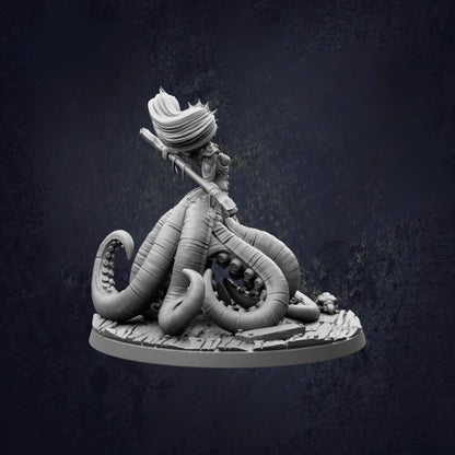 A detailed 3D model of a fantastical creature, resembling a mythical sea monster or octopus, with intricate details and a complex structure.