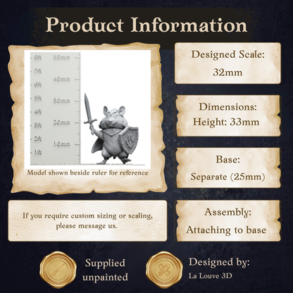 The image is a product information graphic that provides details about a model, including its dimensions, base, and assembly instructions.