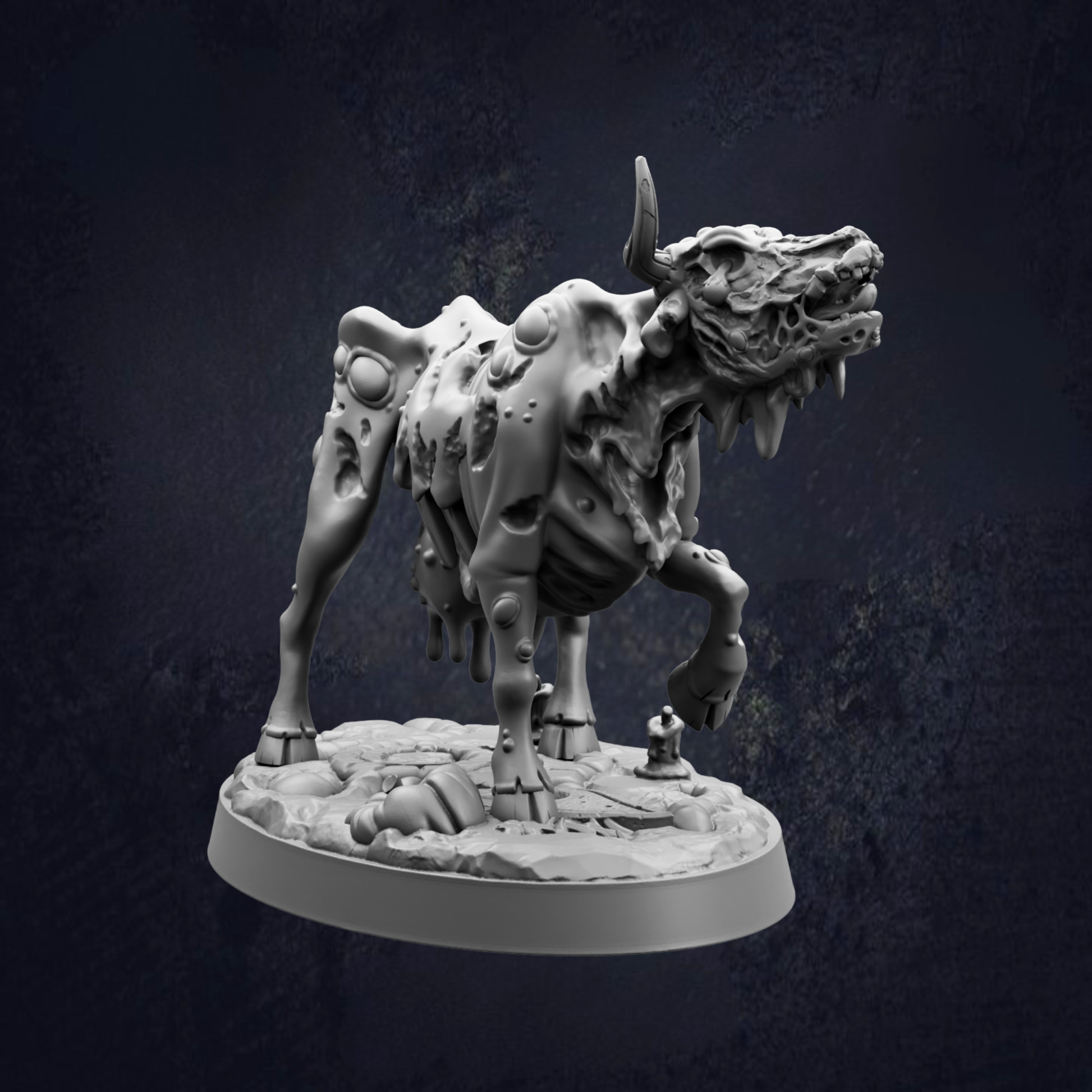 A 3D rendering of a fantastical creature resembling a hybrid between a dinosaur and a dragon, with intricate details and textures.