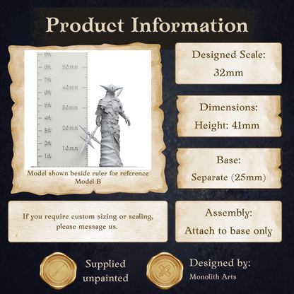 The image is a product information graphic that provides details about a model, including its dimensions, base, and assembly instructions.