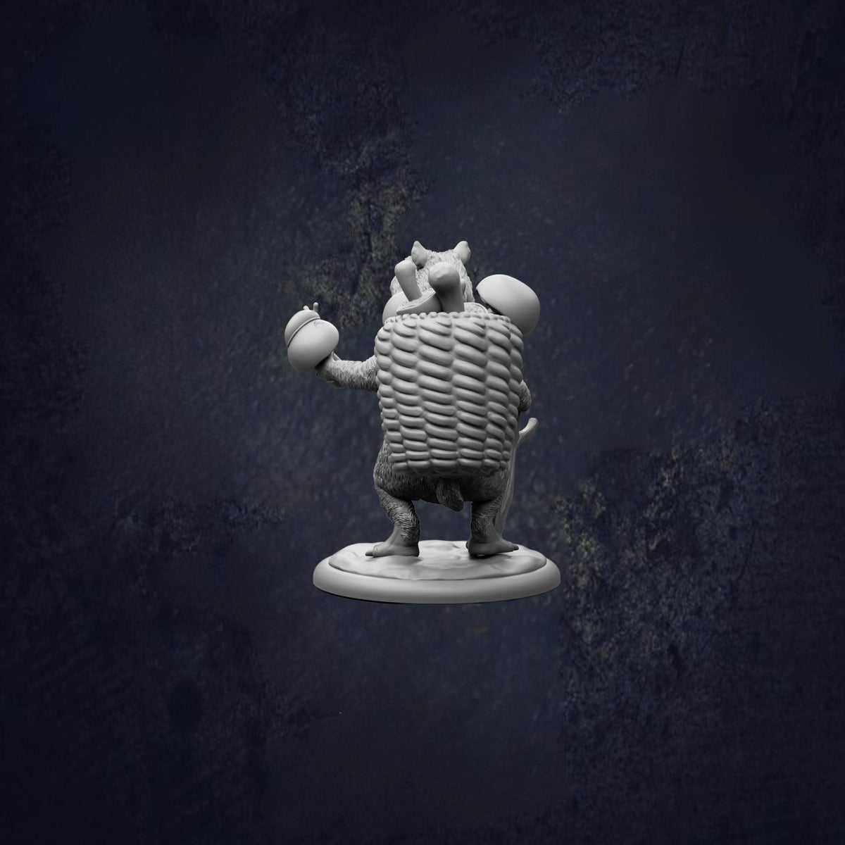 A 3D model of a bear figurine is shown against a dark background.