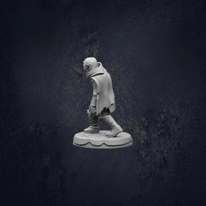 A white figurine of a person standing on a platform against a dark background.