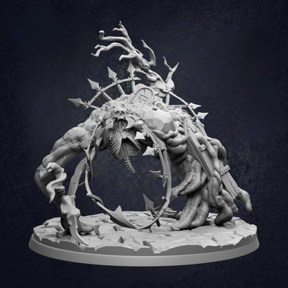 A detailed 3D rendering of a fantastical creature with intricate, organic forms and a dark, mysterious background.