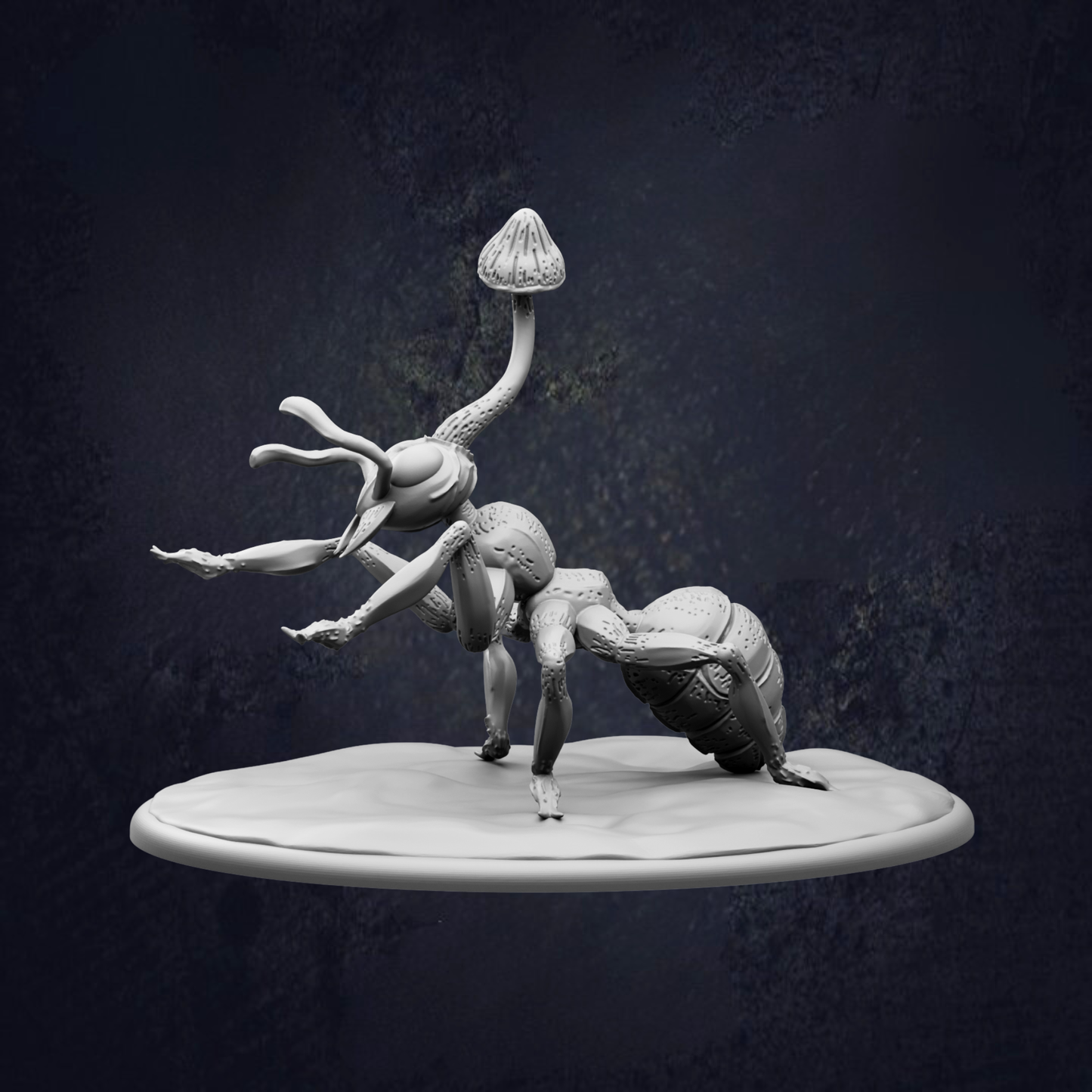 A 3D model of a fantastical creature resembling a spider or scorpion, with multiple legs and an elongated body, set against a dark background.