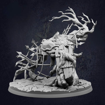 A detailed 3D rendering of a fantastical creature with intricate, organic features and a complex, tangled structure.