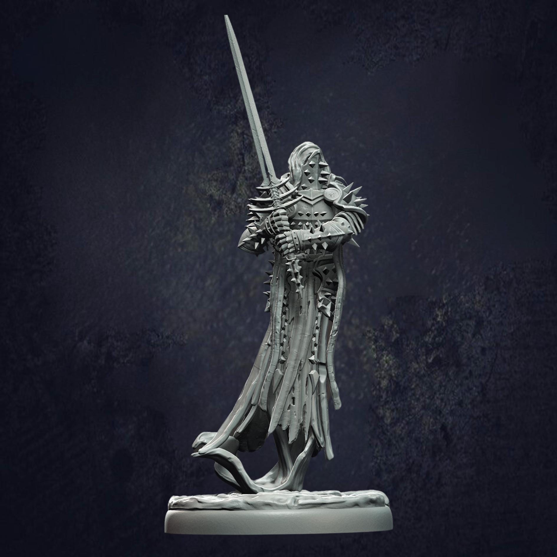Damned Swordsman Grimdark Mini - Monolith Arts - The Print Tavern D&D RPG Miniature