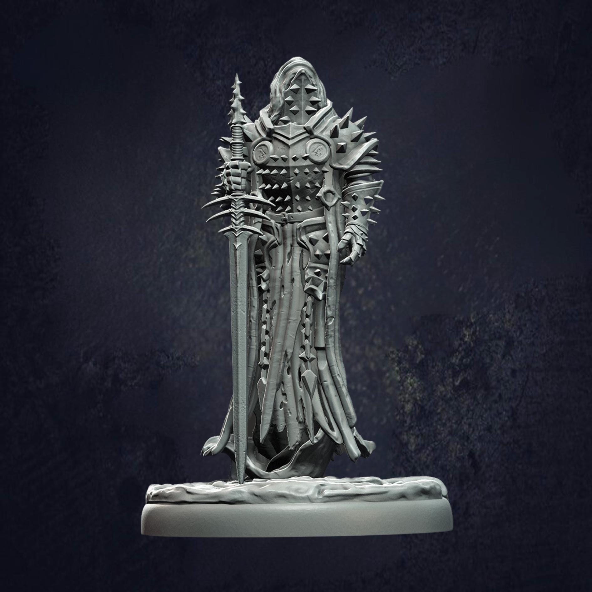 Damned Swordsman Grimdark Mini - Monolith Arts - The Print Tavern D&D RPG Miniature
