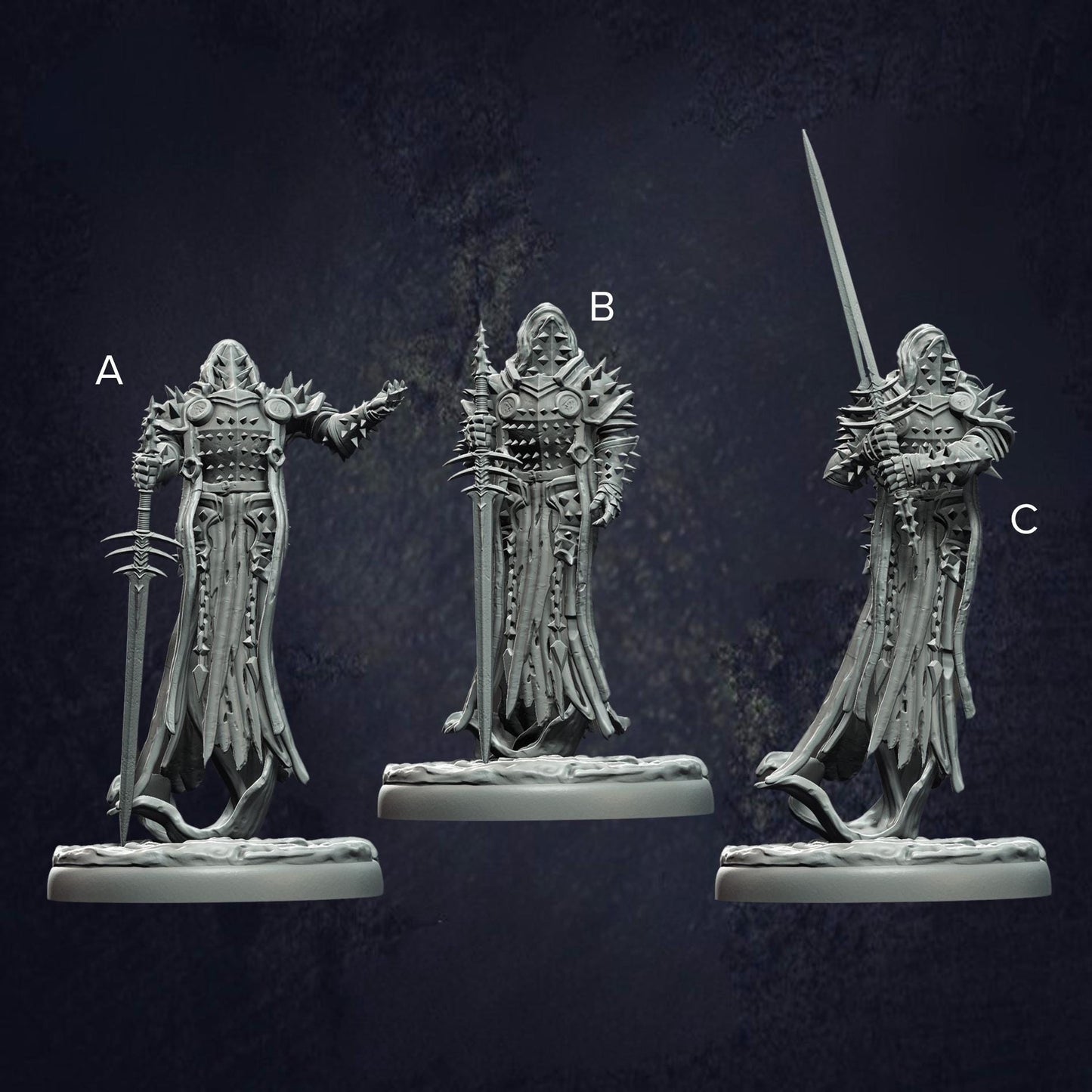 Damned Swordsman Grimdark Mini - Monolith Arts - The Print Tavern D&D RPG Miniature
