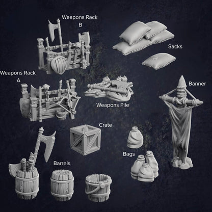 Camp Weapons and Props - The Print Tavern D&D RPG Miniature