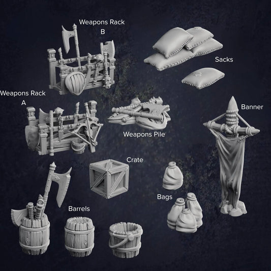 Camp Weapons and Props - The Print Tavern D&D RPG Miniature