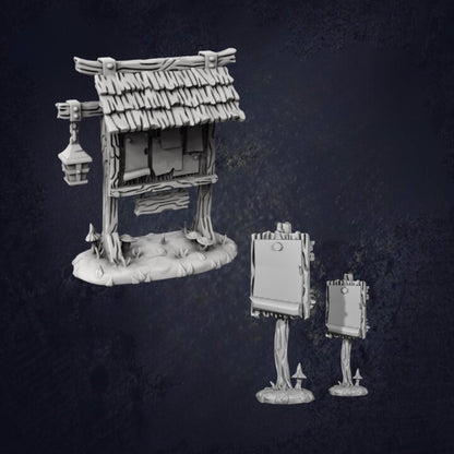Quest Board and Quest Posts - The Print Tavern D&D RPG Miniature
